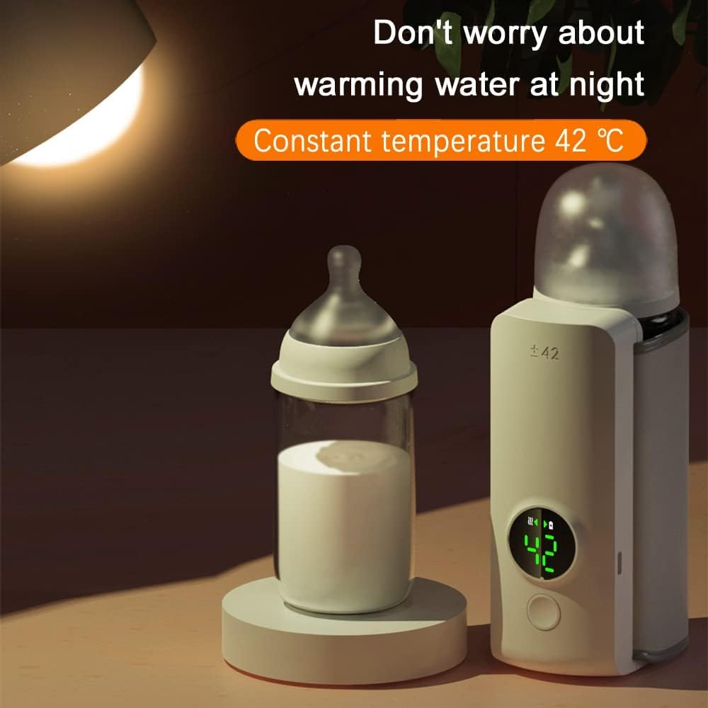 Baby Bottle Warmer with LCD Display, Portable Rechargeable Wireless