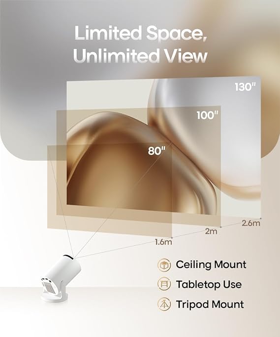 Projector with WiFi and Bluetooth, Portable Projector 4K Support