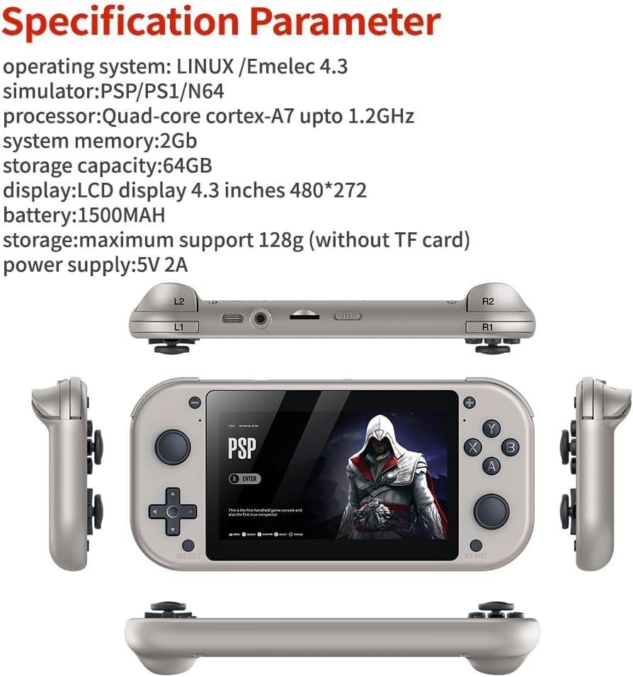 Azonee M17 Retro Handheld Game Console in (Silver)