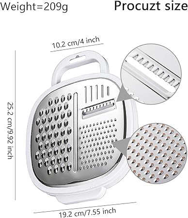Cheese Grater with Container, Stainless Steel Ginger Grater