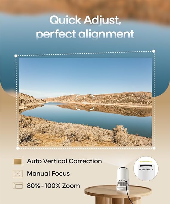 Projector with WiFi and Bluetooth, Portable Projector 4K Support