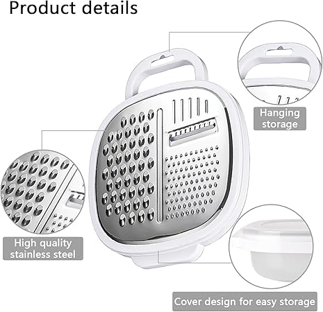 Cheese Grater with Container, Stainless Steel Ginger Grater
