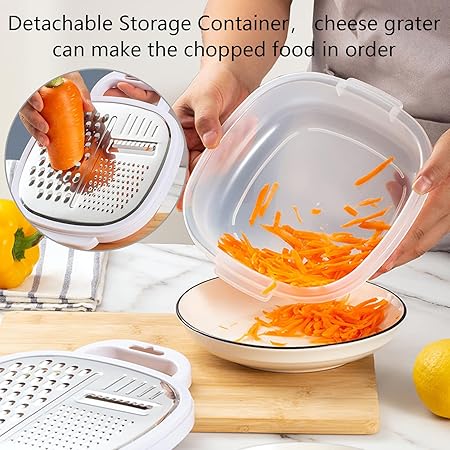 Cheese Grater with Container, Stainless Steel Ginger Grater