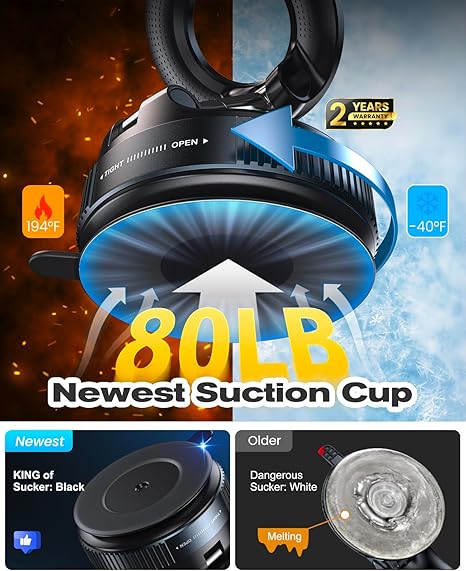 Magnetic Suction Cup Phone Mount for Magsafe, 360° Adjustable Magnetic Car Phone Holder