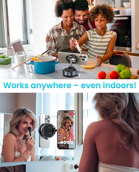 Magnetic Suction Cup Phone Mount for Magsafe, 360° Adjustable Magnetic Car Phone Holder