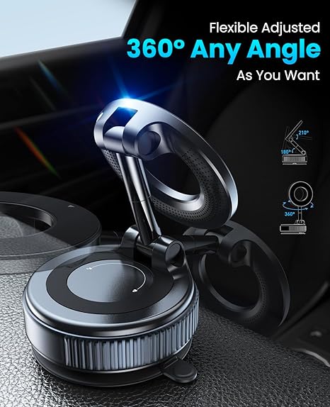 Magnetic Suction Cup Phone Mount for Magsafe, 360° Adjustable Magnetic Car Phone Holder